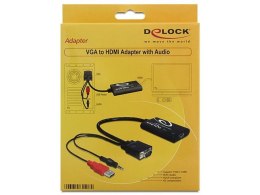 Delock Adapter VGA(M)+Audio 3.5mm Jack(M)+Power USB AM->HDMI(F) 23cm