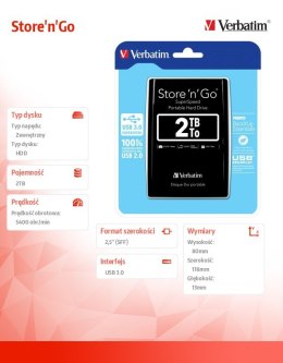 Verbatim Dysk USB HDD 2TB 2,5 Black store n go USB 3.0