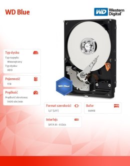 Western Digital HDD Blue 1TB 3,5'' 64MB SATAIII/5400rpm