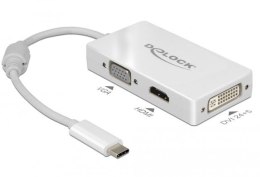 Delock Adapter USB C(M)->HDMI(F)/VGA(F)/DVI(F)(24+5)(THUNDERBOLT 3) na kablu 13cm biały