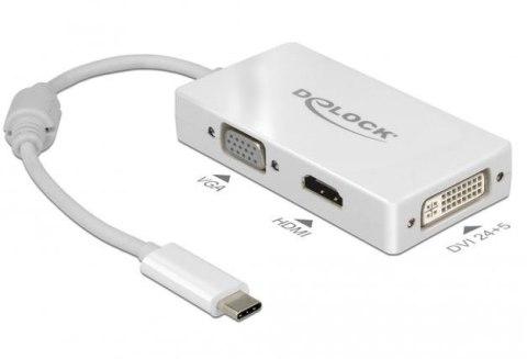 Delock Adapter USB C(M)->HDMI(F)/VGA(F)/DVI(F)(24+5)(THUNDERBOLT 3) na kablu 13cm biały