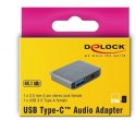 Delock Adapter USB-C(M)->MINIJACK 3.5mm(F)+USB-A(F)