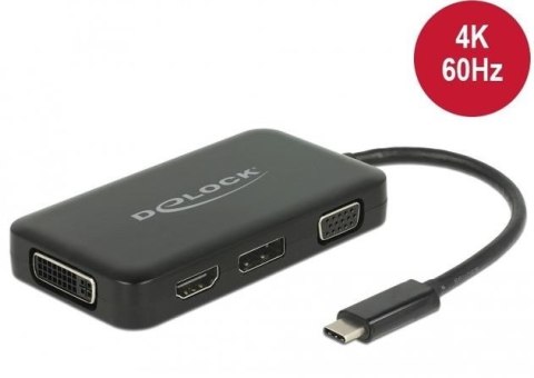 Delock Adapter USB-C ->VGA/HDMI/DVI/DISPLAYPORT czarny