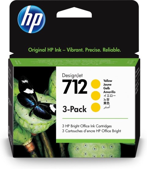 HP 712 3-PACK 29-ML YELLOW/DESIGNJET INK CARTRIDGE