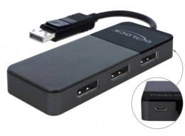 Delock Splitter Video Displayport 1.4->3x Displayport 4K na kablu 12.5 cm czarny