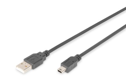 Digitus Kabel połączeniowy USB 2.0 HighSpeed "Canon" Typ USB A/miniUSB B (5pin) M/M 1m Czarny