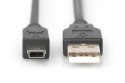 Digitus Kabel połączeniowy USB 2.0 HighSpeed "Canon" Typ USB A/miniUSB B (5pin) M/M 1m Czarny