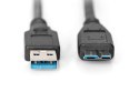 Digitus Kabel połączeniowy USB 3.1 Gen.1 SuperSpeed 5Gbps Typ USB A/microUSB B M/M 1m Czarny