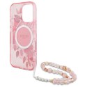 Etui Guess IML Flowers With Pearl Strap MagSafe na iPhone 16 Pro Max - różowy