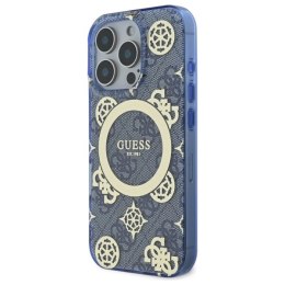 Etui Guess IML Peony On 4G Background MagSafe na iPhone 16 Pro - niebieskie