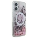 Etui Guess Liquid Glitter Flower MagSafe na iPhone 16 - różowe