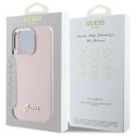 Etui Guess Silicone Script Metal Logo & Frame na iPhone 16 Pro Max - różowe