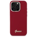 Etui Guess Silicone Script Metal Logo na iPhone 16 Pro - różowe