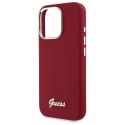 Etui Guess Silicone Script Metal Logo na iPhone 16 Pro - różowe