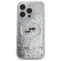 Etui Karl Lagerfeld Liquid Glitter Karl & Choupette Head Magsafe na iPhone 16 Pro - przezroczyste