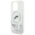 Etui Karl Lagerfeld Liquid Glitter Karl & Choupette Head Magsafe na iPhone 16 Pro - przezroczyste