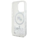 Etui Karl Lagerfeld Liquid Glitter Karl & Choupette Head Magsafe na iPhone 16 Pro - przezroczyste