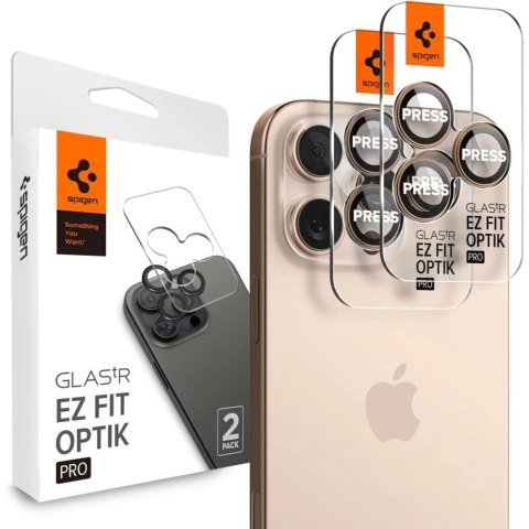 OSŁONA APARATU SPIGEN OPTIK PRO GLAS.TR "EZ FIT" CAMERA PROTECTOR 2-PACK IPHONE 16 PRO / PRO MAX DESERT TITANIUM