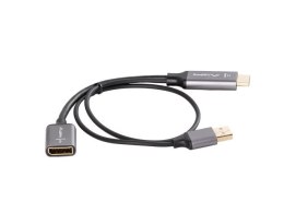 ADAPTER HDMI(M)->DISPLAYPORT(F) 4K NA KABLU 20CM SREBRNY LANBERG