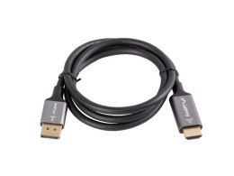 KABEL DISPLAYPORT(M) ->HDMI(M) 1M 4K CZARNO-SREBRNY LANBERG