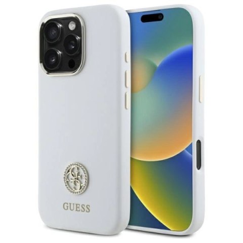 Guess GUHCP16XM4DGPH iPhone 16 Pro Max 6.9" biały/white hardcase Silicone Logo Strass 4G