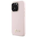 Guess GUHCP16LSMBSLP iPhone 16 Pro 6.3" różowy/pink hardcase Silicone Script Metal Logo & Frame