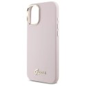 Guess GUHCP16MSMBSLP iPhone 16 Plus 6.7" różowy/pink hardcase Silicone Script Metal Logo & Frame