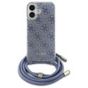 Guess GUHCP16SHC4SEB iPhone 16 6.1" niebieski/blue hardcase Crossbody Cord 4G Print