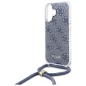 Guess GUHCP16SHC4SEB iPhone 16 6.1" niebieski/blue hardcase Crossbody Cord 4G Print