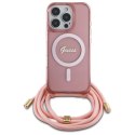 Guess GUHMP16XHCTSGNSP iPhone 16 Pro Max 6.9" różowy/pink hardcase Crossbody Cord Script MagSafe