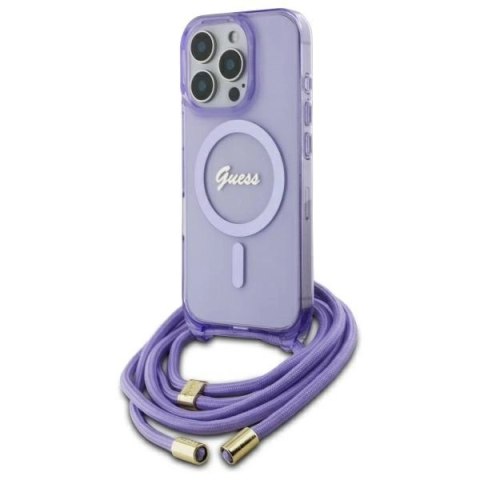 Guess GUHMP16XHCTSGNSU iPhone 16 Pro Max 6.9" fioletowy/purple hardcase Crossbody Cord Script MagSafe