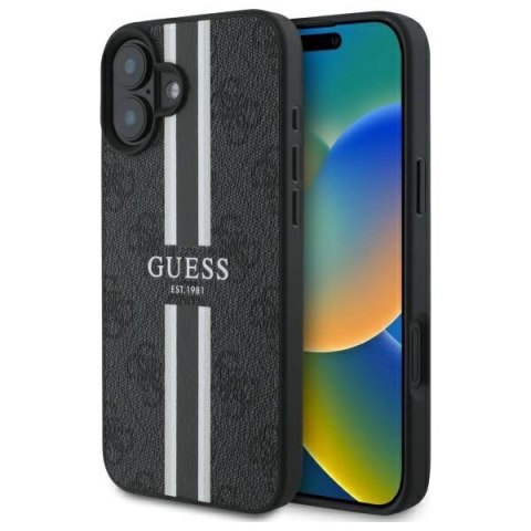 Guess GUHMP16SP4RPSK iPhone 16 6.1" czarny/black hardcase 4G Printed Stripes MagSafe