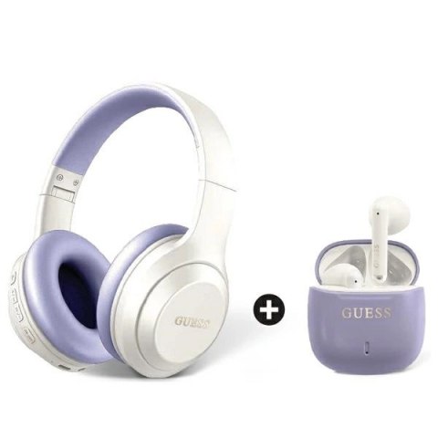 Zestaw Guess GUOBPV21J14PBCEU słuchawki nauszne Bluetooth + TWS fioletowy/purple BiColor