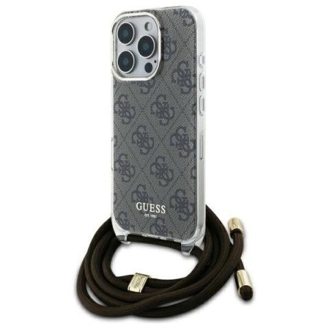 Guess GUHCP16LHC4SEW iPhone 16 Pro 6.3" brązowy/brown hardcase Crossbody Cord 4G Print