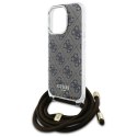 Guess GUHCP16LHC4SEW iPhone 16 Pro 6.3" brązowy/brown hardcase Crossbody Cord 4G Print