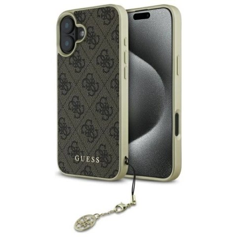 Guess GUHCP16SGF4GBR iPhone 16 6.1" brązowy/brown hardcase 4G Charms Collection