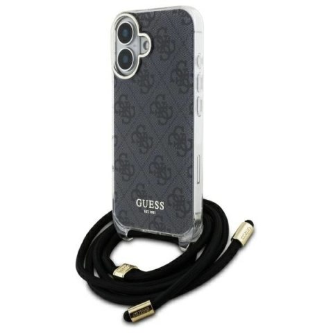 Guess GUHCP16SHC4SEK iPhone 16 6.1" czarny/black hardcase Crossbody Cord 4G Print