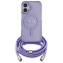 Guess GUHMP16SHCTSGNSU iPhone 16 6.1" fioletowy/purple hardcase Crossbody Cord Script MagSafe