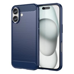 Etui silikonowe Carbon Case do iPhone 16 - niebieskie