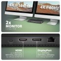 AXAGON Hub 12in1 HMC-U4 USB 40Gbps LAN HDMI DP PD audio