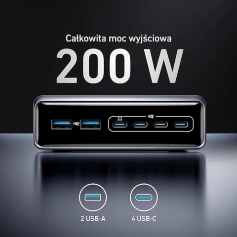 Ładowarka wieloportowa Anker Prime GaN 2x USB-A 4x USB-C PD 200W Czarna