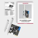 AXAGON PCEU-232RS Kontroler PCIe 2+2x port USB 3.2 GEN 1, UASP, SP & LP 15-pin SATA zasilacz