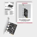 AXAGON PCEU-430RS Kontroler PCIe 4x port USB 3.2 GEN 1, UASP, chipset Renesas, 15-pin SATA zasilacz