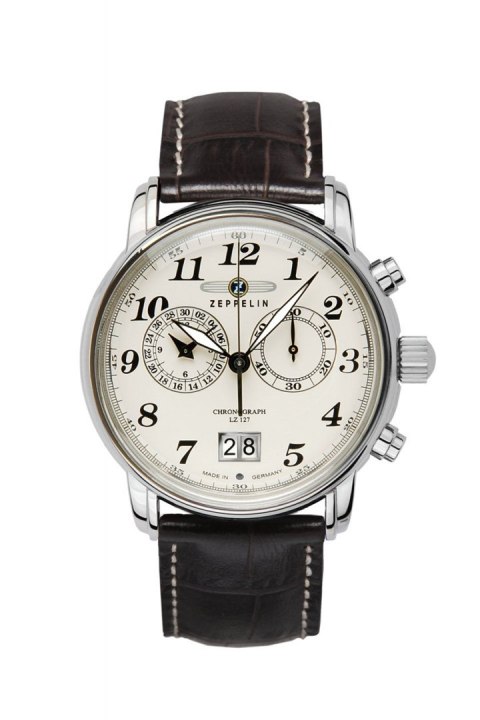 Zeppelin 7684-5 zegarek Wrist watch Męski Kwarc Srebrny