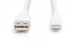 Digitus Kabel zasilający silikonowy USB-A - Lightning, USB 2.0 12W, certyfikat MFI, 1m Biały