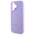 Etui Guess Saffiano Peony Classic Logo MagSafe na iPhone 16 - fioletowe