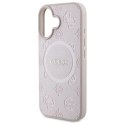 Etui Guess Saffiano Peony Classic Logo MagSafe na iPhone 16 - różowe