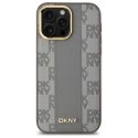 Etui DKNY Leather Checkered Mono Pattern MagSafe na iPhone 14 Pro Max - beżowe