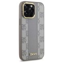 Etui DKNY Leather Checkered Mono Pattern MagSafe na iPhone 14 Pro Max - beżowe