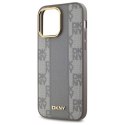 Etui DKNY Leather Checkered Mono Pattern MagSafe na iPhone 14 Pro Max - beżowe